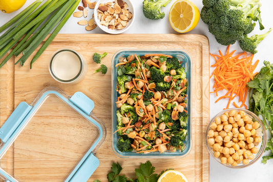 Chickpea Broccoli Salad with Lemon Tahini Dressing