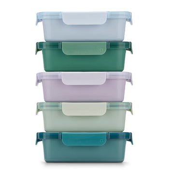 Color Lock Ceramic Coated Glass Food Storage, Set of 5